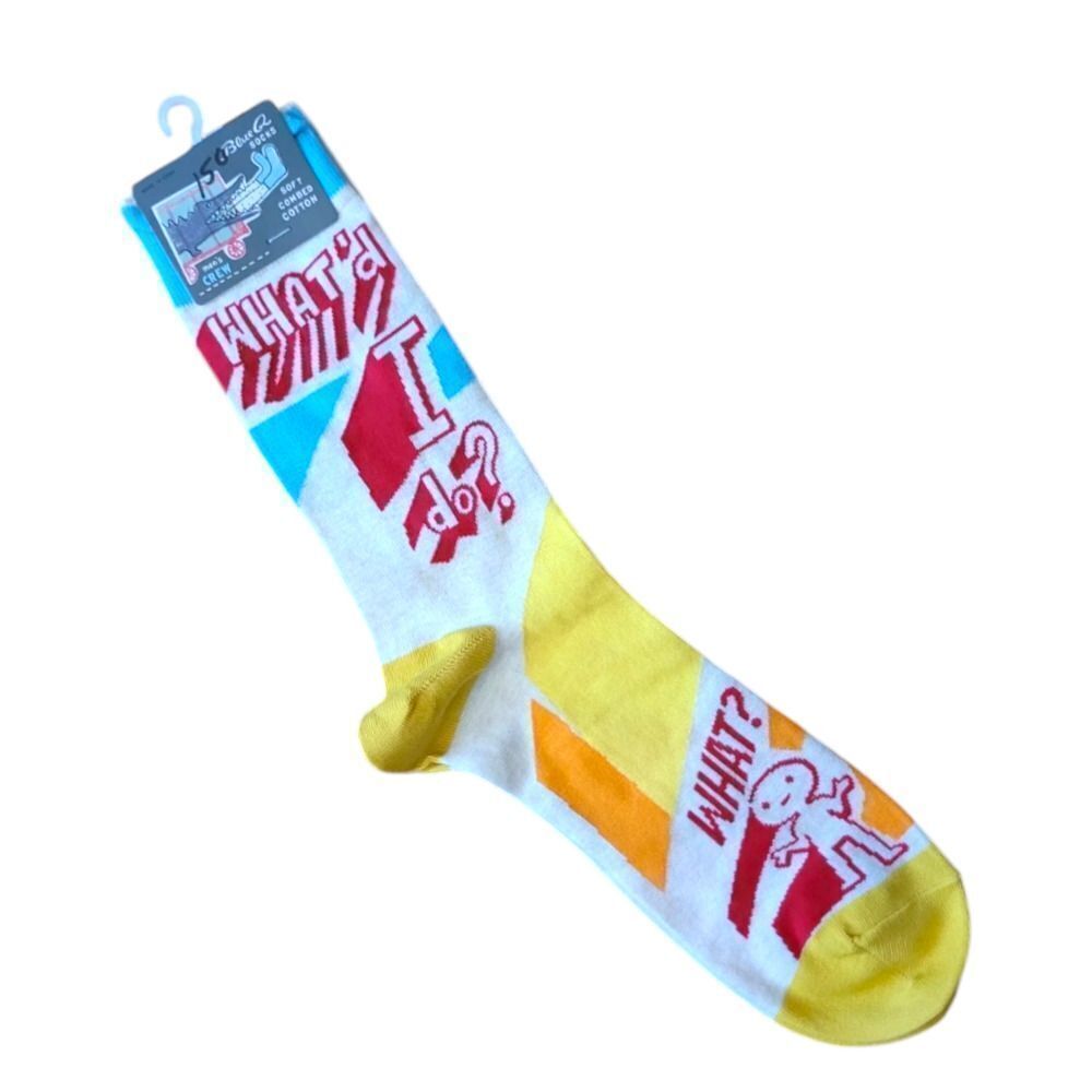 Blue Q Mens Crew Socks What'd I Do? Adult Size 7-12